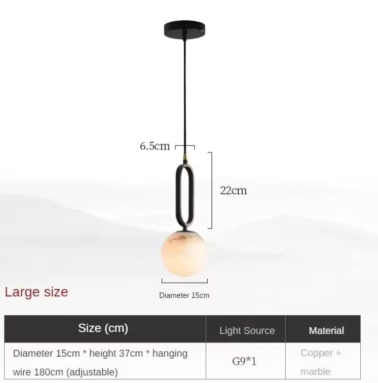Hulda - Real Natural Marble Pendant Light
