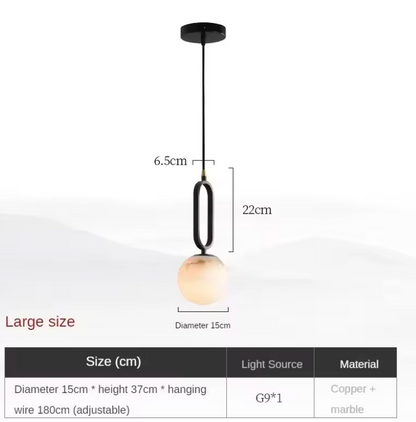 Hulda - Real Natural Marble Pendant Light