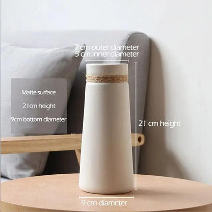Signe - Modern White Vase with Hemp Rope
